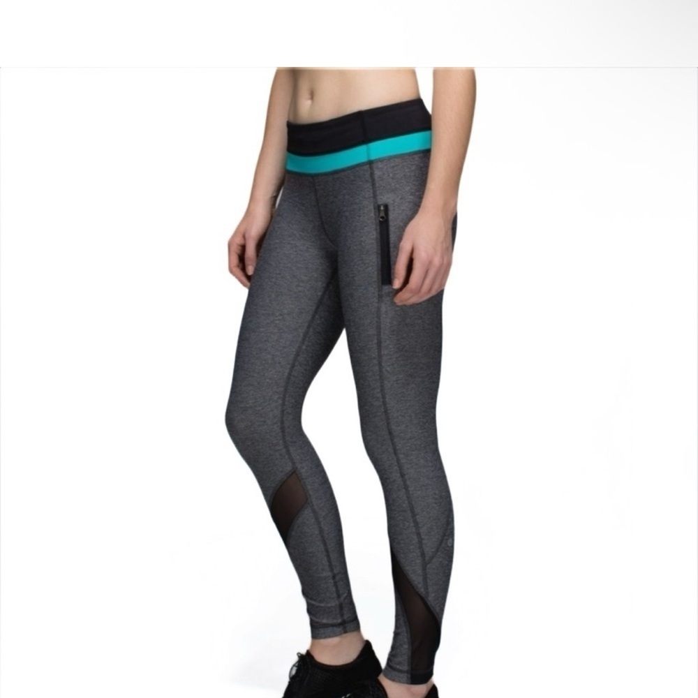 lululemon athletica run inspire tights Gray and Teal Leggings
